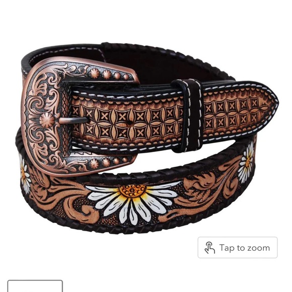 Women’s Western Tooled leather belt - Picture 4 of 5